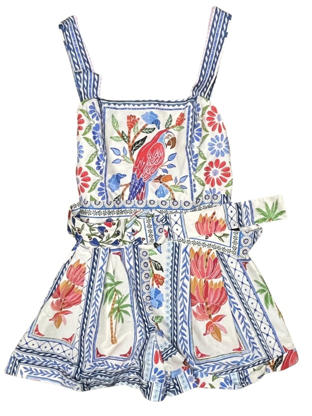 FARM Rio Farm Rio Tropical Tiles Romper Resort Vacation Summer